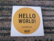 Naklejka Vlepka Jack Wolfskin Hello World!