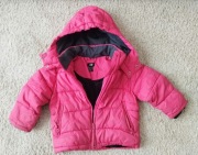 Ciepła kurtka dziewczęca  h&m 98 2 - 3 lata z kapturem, na suwak