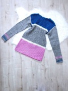 sweter, rozm. M, handmade, kolorowy, paski, ażurowy, y2k, aesthetic