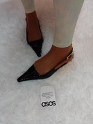 (39) UK6/ASOS/ czarne baleriny wieczorowe z odkrytą piętą z Londynu 