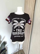 T-shirt damski czarny cekiny bawełna L/40