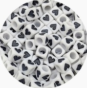 6mm koraliki akrylowe z sercem czarne 300szt.