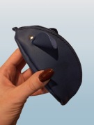 Saszetka Myszka Granat Skóra Naturalna Lico Ręcznie Szyta Etui Brelok