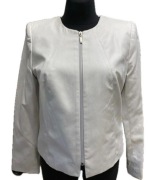 Marynarka Prosty żakiet na suwak Szary Długi rękaw Skóra EKO SZULIST 46 3XL