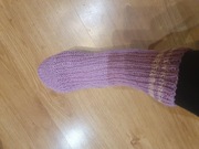 NOWE ciepłe liliowe skarpety wełniane wykonane na drutach L/XL fiolet