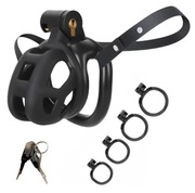 Lekki mały czarny pas cnoty chastity klatka na penisa 4 oringi z paskiem XS