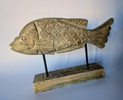 DUŻA RZEŹBA RYBA DREWNO  HANDMADE 