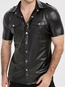 Męska czarna skórzana koszula - black shirt M