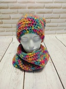 Komplet czapka i komin jesień zima handmade rękodzieło 