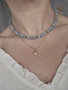 Naszyjnik choker damski niebieski akwamaryn i złoty hematyt