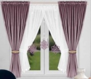 Zasłona z firaną szara lawenda