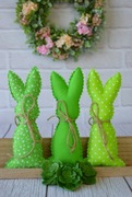 Zestaw 3 zielonych zajączków bawełnianych.Wielkanoc. Prezent