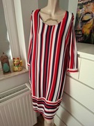46 3XL czerwona granatowa sukienka w paski na jesień jesienna wiskoza print