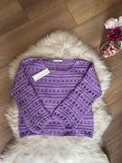 Fioletowy sweter sweterek ażurkowy rozmiar S