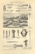 Archeologia-Prehistoria  oryginalna XIX w. grafika