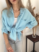 Bawełniana letnia jasnoniebieska koszula damska narzutka