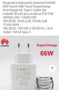 Ładowarka Huawei (Honor) 66W + kabel - 1m. Czytaj opis. 