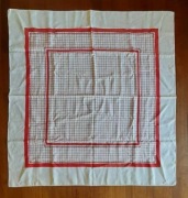 Obrus lniany w czerwoną kratkę | PRL, vintage