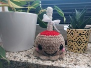 Handmade pluszak włóczka ośmiornica na patyku halloween