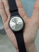 Zegarek swatch New gent czarny srebrnyunisex datownik