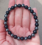 Męska bransoletka z onyksu matowego i hematytu 