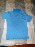 T-shirt męski Marks & Spencer niebieski w biale paski - rozm. L