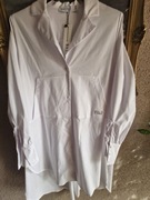 Koszula damska tunika długa biała asymetryczna Bastet S