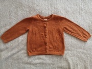 Brązowy elegancki bawełniany ażurowy zapinany sweter w serca H&M 80