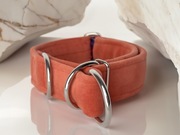 Ręcznie robiona obroża welurowa dla psa - Łososiowa obroża welurowa