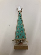 Ozdoba stojąca Świąteczna drewnopodobna malowana, Choinka na podstawce