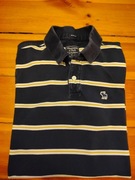 ABERCROMBIE & FITCH XL GRANATOWE POLO W DELIKATNE PASKI ŻÓŁTO-BIAŁE
