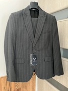 Szary, biznesowy garnitur 176/104/92 Vestus, 100% wełna