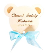 Podziękowanie na chrzest, miś, zawieszka, 12 cm