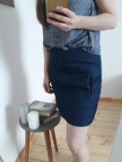 Granatowa spódniczka z kieszonkami, S