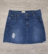 F&F spódnica jensowa rozmiar 42 UK14 XL dziury strzępiona granatowa