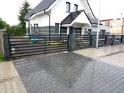 Brama przesuwna, dwudzielna, harmonijkowa