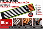 Szpikulce do Szaszłyków 6 szt + Futerał INOX 60 cm 11x2 mm Szampury