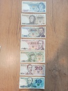 Zestaw 7 banknotów PRL - od 10 do 1000 zł - stan bankowy UNC
