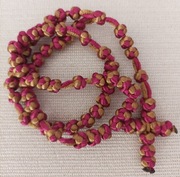 Różaniec złoto-brązowy ze sznurka satynowego, oryginalny prezent