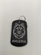 Zawieszka Identyfikator dla pupila, aluminiowa grawerowana, czarna 50x30mm