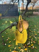 Torebka wykonana  na szydełku, musztardowy 