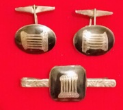 Vintage lata 40te srebro Niello Sterling Akropol komplet męskich spinek. 58