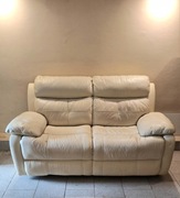 Zestaw wypoczynkowy nowoczesny, skóra kolor biały z możliwością rozkladania