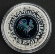 PODŚWIETLANY!*AUSTRALIAN OPAL LUNAR*ROOSTER*1ozSILVER+OPAL/UNIKAT!!! 