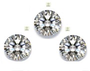 TRZY MOISSANITY BRYLANTY, D/VVS1, śr.5mm.~1,5 t.ct. cert. GRA.