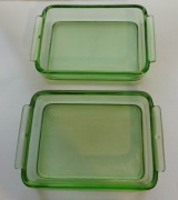 Para Kylex 2 pojemniczki Art Deco zielone szkło 30-te maselniczka