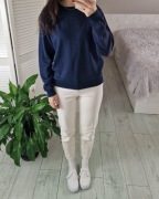 Coney island granatowy niebieski wełniany sweter 50% wełna merino M