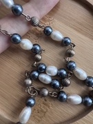 Orientalny naszyjnik z naturalnymi perłami vintage retro 