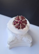 Pierścionek srebro 925 złocone, rodolity i cyrkony naturalne 