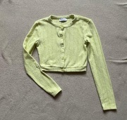 Sweter sweterek rozpinany ciepły kardigan ażurowy kanarkowy XS bershka